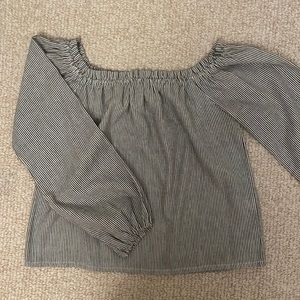 Brandy Melville O/S Grey Strip Long Sleeve Off the Shoulder